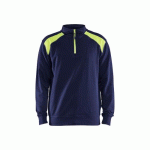 SWEAT CAMIONNEUR AVEC DÉTAILS AUX ÉPAULES - BLEU MARINE ET JAUNE - XL BLAKLADER