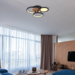 GLOBO PLAFONNIER LED SID AVEC BOIS, À 4 LAMPES