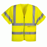LOT DE 4 - PORTWEST C372 GILET ZIPPÉ À DEMI-MANCHES JAUNE - TAILLE 4XL