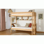 PACK LIT SUPERPOSÉ DONNELL + 2 MATELAS  BOIS NATUREL 90X190 CM/OPT:MATELAS ELBE HD