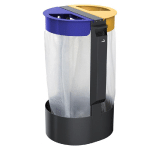 ROSSIGNOL 2 FLUX SUR PIED 2X75L AVEC CENDRIER 3L - MANGANESE /CITWIN PREMIUM - BLEU OUTREMER  / JAUNE COLZA