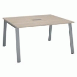 TABLE DE RÉUNION CHÊNE GRIS L 140 X P 126 CM- PIÉTEMENT MÉTAL ALUMINIUM - ARCH