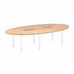 TABLE MODULABLE CHÊNE CLAIR PIEDS TUBE BLANCS EDEN