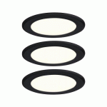 3 X SPOT ENCASTRÉ LED 2,5 W - 4000 K - NOIR - POUR ÉCLAIRAGE DE MEUBLE PAULMANN