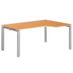 BUREAU COMPACT RETOUR À DROITE E-LINK - L. 160 X P. 110 CM - PLATEAU CÈDRE - 4 PIEDS ALUMINIUM