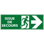 PANNEAU ISSUE DE SECOURS FLÈCHE DROITE. PANNEAU SORTIE DE SECOURS. AUTOCOLLANT ISSUE SECOURS FLÈCHE DROITE, PVC, ALU - PLASTIQUE PVC 1,5 MM - 700 X