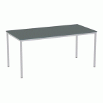 TABLE À MANGER VERSYS AVEC BASE ARGENTÉE RAL 9006 160 X 80 X 743 CM GRIS FONCÉ
