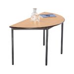 TABLE MODULAIRE MODULA 1/2 ROND - L. 140 X P. 70 CM - PLATEAU HÊTRE - PIEDS NOIR