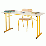 TABLE UNIVERSITÉ II 140 X 60 CM - CHANTS ALAISÉS - PIÉTEMENT GRIS - MANUTAN COLLECTIVITÉS