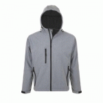 VESTE HOMME ZIPPÉE SOFTSHELL À CAPUCHE EN POLYESTER GRIS CHINÉ