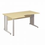 BUREAU COMPACT RETOUR À GAUCHE ACTIVITY MÉTAL 2 - L. 160 X P. 120 CM - PLATEAU HÊTRE - PIEDS L 'ALUMINIUM'