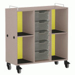 MEUBLE BAS SHIFT+ LANDSCAPE MÉLA POUR CARTABLES 4 CASES GRIS TERRE - VERT CLAIR - MANUTAN COLLECTIVITÉS