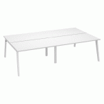 PÔLE DE 4 BUREAUX EDEN ARCHE L 280 CM AVEC GOULOTTE INTÉGRÉE PLATEAU BLANC PIED BLANC