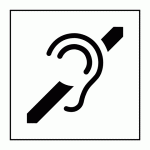 PICTOGRAMME PI PF 048 - ACCESSIBILITÉ, MALENTENDANT - ISO 7001 EN GRAVOPLY (250 X 250 MM, BLANC)