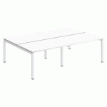 PÔLE 4 BUREAUX DROITS ARKO L 240 X P 168 CM PLATEAUX BLANC PIÈTEMENT MÉTAL ARCHE BLANC