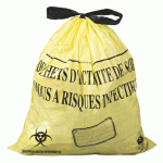 SAC POUBELLE 50 LITRES NF DASRI DÉCHETS HOSPITALIERS À LIENS COULISSANTS JAUNE - 500 SACS