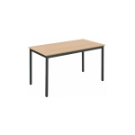 TABLE MULTI-USAGES PLATEAU HÊTRE L 120 X P 60 CM - CLASSIQUE - PIÉTEMENT NOIR - MAXIBURO - NOIR