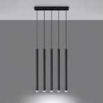 SOLLUX LIGHTING SUSPENSION THIN, NOIR, À CINQ LAMPES, LINÉAIRE