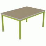 TABLE CARÉLIE 120X80 T3 STR POLY. HÊTRE MIEL BEIGE/VERT AC - MOBIDECOR