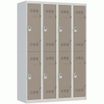 VESTIAIRE 4 COLONNES 300MM 2 CASES MORAILLON TAUPE - VINCO