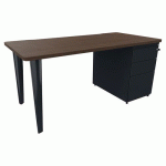 BUREAU EVIDENCE 160X80 NOYER CAISSON PORTEUR/PIED ANTHRACITE - VINCO
