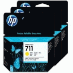 HP - 711 - CZ136A - PACK DE 3 CARTOUCHES D'ENCRE JAUNE - PRODUIT D'ORIGINE - 3X29ML