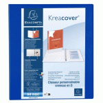 LOT DE 5 - CLASSEUR 4 ANNEAUX PLASTIFIÉ EXACOMPTA KREACOVER® PERSONNALISABLE A4 MAXI - DOS 7,5 CM BLEU