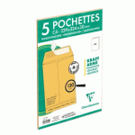 LOT DE 10 - PAQUET DE 5 POCHETTES KRAFT ARMÉ BRUN C4-229X324 MM AVEC SOUFFLET DE 30 MM - AUTO-ADHÉSIVES - 130G/M2 - KRAFT