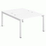 PÔLE 2 BUREAUX L 120 CM PLATEAUX BLANC, PIÈTEMENT MÉTAL - TEAM LINE PIÉTEMENT BLANC