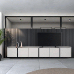 SKRAUT HOME - MEUBLE TV EFFET BOIS BEIGE 309X35X50CM SUSPENDU