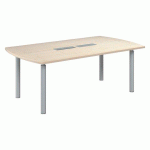 TABLE TONNEAU BELEM L 200 X P 115 CM - 8 PERSONNES PEUPLIER PIÈTEMENT ALUMINIUM