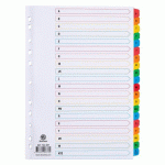 LOT DE 2 - INTERCALAIRE A4 CARTE BRISTOL BLANCHE BRUNEAU 20 ONGLETS ALPHABÉTIQUES MULTICOLORES - 1 JEU