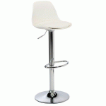 LOT DE 2 - TABOURET KOCY BLANC - RÉGLABLE EN HAUTEUR - STRUCTURE CHROMÉ