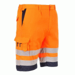 PORTWEST L043 SHORT EN POLY-COTON LÉGER HAUTE VISIBILITÉ ORANGE/MARINE - TAILLE S