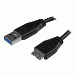 STARTECH.COM CÂBLE SUPERSPEED USB 3.0 SLIM A VERS MICRO B DE 0,5 M - CORDON USB A VERS MICRO B - MÂLE / MÂLE - NOIR - CÂBLE USB - MICRO-USB DE TYPE B POUR USB TYPE A - 50 CM