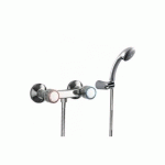 MÉLANGEUR DOUCHE DOUCHETTE À MAIN ANTICALCAIRE AVEC SUPPORT ORIENTABLE. FLEXIBLE DOUBLE AGRAFAGE - TRES 123167