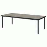 TABLE MALIBU 180X80 T2 4P STR ANTIB GRIS U727/NOIR GRIS 7016
