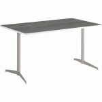 TABLE TAMARIS 140 X 80 PL.MÉTAL BROSSÉ/BLANC PIET.SABLE - CLEN