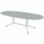 TABLE DE RÉUNION PLATEAU OVALE L.240 GRIS PIEDS BLANC - QUADRIFOGLIO