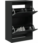 VIDAXL - ARMOIRE À CHAUSSURES NOIR 60X34X96,5 CM BOIS D'INGÉNIERIE