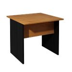 BUREAU DROIT PRONTO - L.80 X P.80 CM - PLATEAU NOIR - PIEDS PLEINS  AULNE