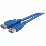 RALLONGE USB 3.0 TYPE A/A - MÂLE/FEMELLE BLEUE 1M