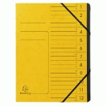 TRIEUR AGRAFÉ AVEC ÉLASTIQUES INTÉRIEUR NOIR 12 COMPARTIMENTS - A4 - JAUNE - LOT DE 10