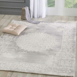 UNAMOURDETAPIS - 140X140 ROND - TAPIS ORIENT STYLE KHY BALROD GRIS 140X140 ROND OEKO TEX® - GRIS