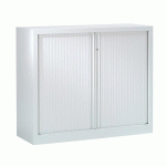 ARMOIRE HAUTEUR COMPTOIR À RIDEAUX MONOBLOCS ECO-CONÇUES 100 X 120 CM GRIS CLAIR-GRIS CLAIR