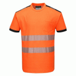 LOT DE 2 - PORTWEST T181 T-SHIRT HV PW3 ORANGE/NOIR - TAILLE XL