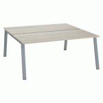 PÔLE 2 BUREAUX ECLA CHÊNE GRIS L 180 X P 80 CM PIÈTEMENT MÉTAL FINITION ALUMINIUM