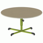 TABLE BANDANA ROND Ø120 T1/T3 PC STR POLY HM. BEIG/VERT AC - MOBIDECOR