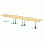 TABLE DE RÉUNION À PIEDS COLONNES-520X130CM-HÊTRE-CHROME - HAMMERBACHER