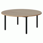 TABLE MALIBU Ø 120 T1 4P STRA ALAISÉ CHÊNE 1146/NOIR 9005